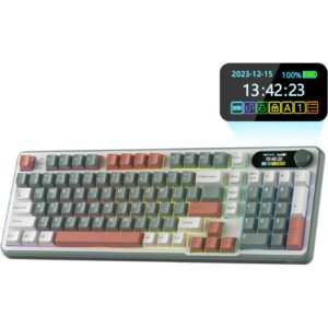 スマートディスプレイとノブ付き98キー・ワイヤレス・メカニカル・キーボード、BT/2.4G/USB-Cに対応