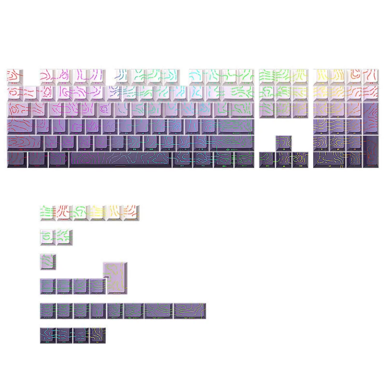 Starry Purple Topographic Line 4.0 Keycaps, OEM Height, 130 Keys, Doubleshot