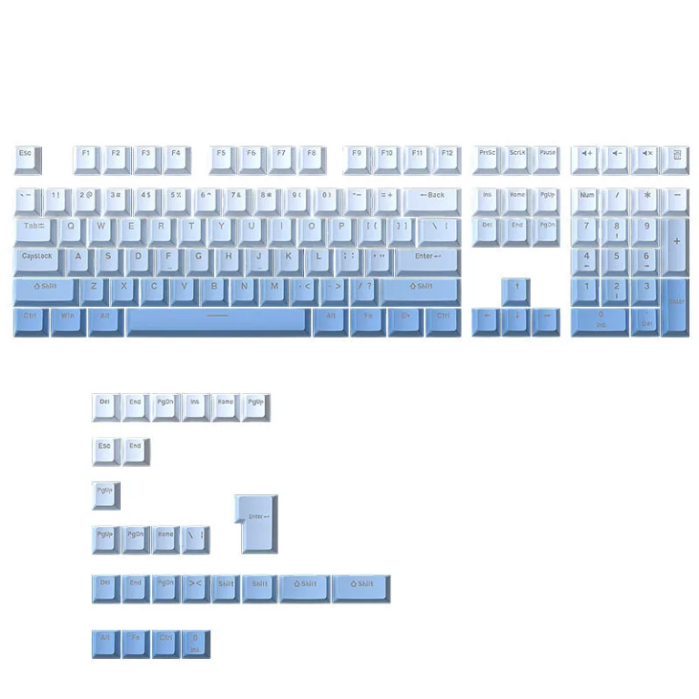 Sky Blue Gradient Shine-Through 134 Key PBT Doubleshot OEM Keycap Set