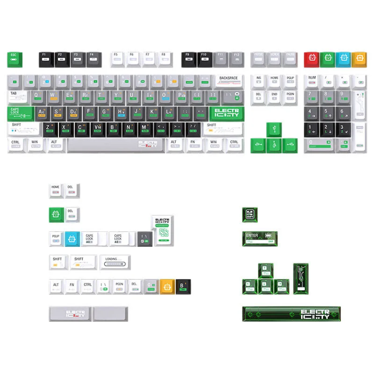 Electronic Circuit Keycap Set - 128 Keys PBT Dye-Sub OEM Profile