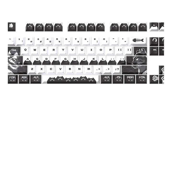 Cat Language V2 Keycaps, Dye-Sub PBT, 109 Keys, OEM Profile