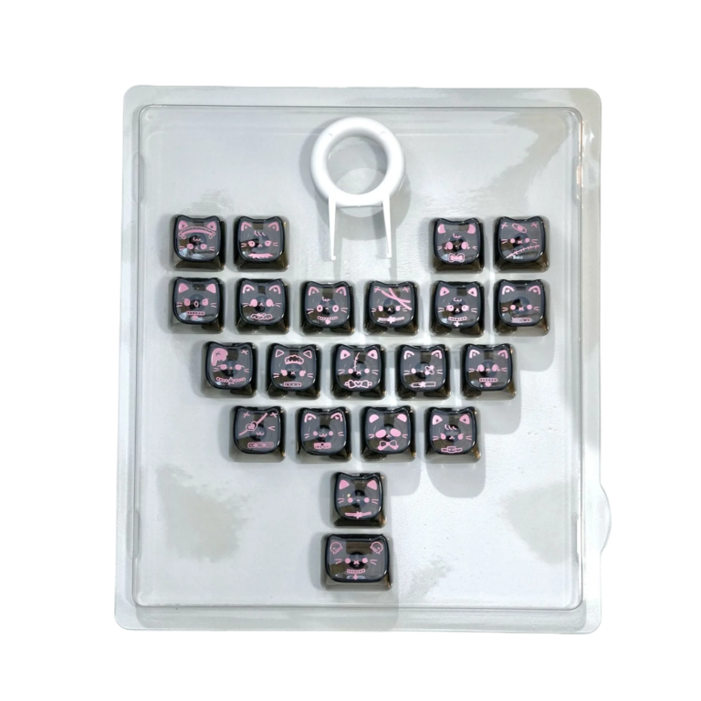 21 Keycap Set MAO Height PC Clear Black Heart Cute Custom Keycaps