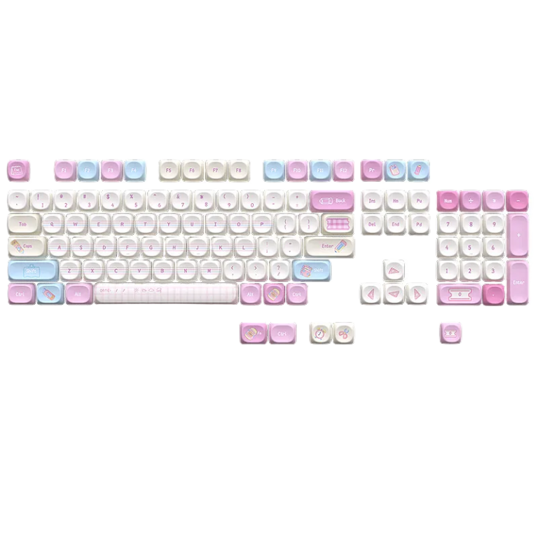 Pink Blue Stationery Keycaps MOA Dye Sub PBT 108 Keys for 98/75/68 Layout
