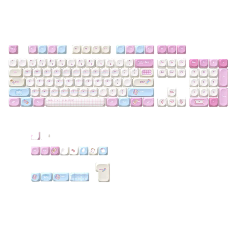 Pink & Blue Stationery MOA Dye-Sub 131 Keyset Custom Mechanical Keyboard