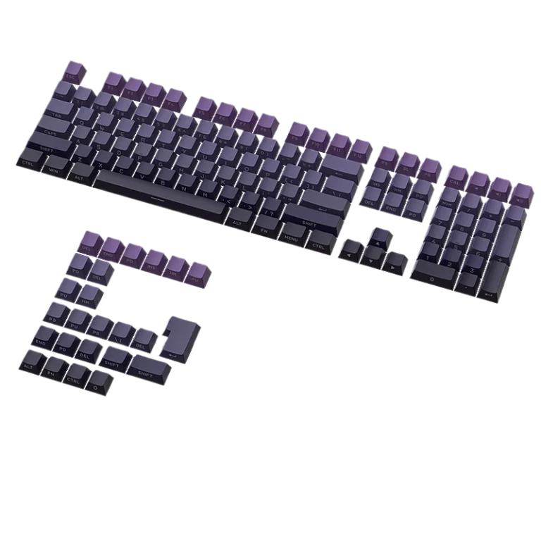 Purple Aura Side-Engraved PBT Keycaps, 133 Keys, OEM Profile