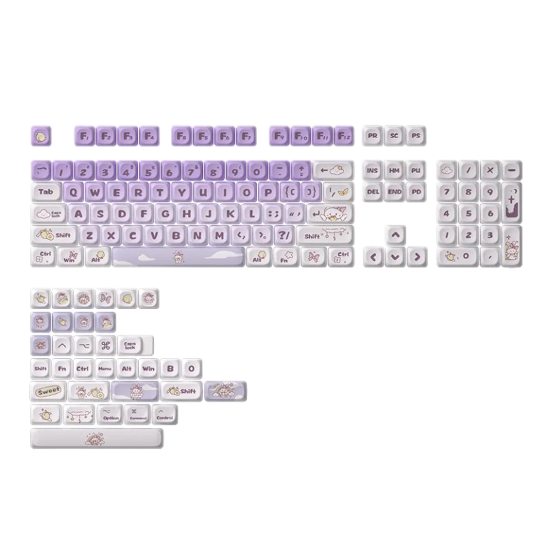 Purple Rabbit MOA PBT Dye Sub Keycaps 61/68/84/87/96/98/100/104/108 Keys