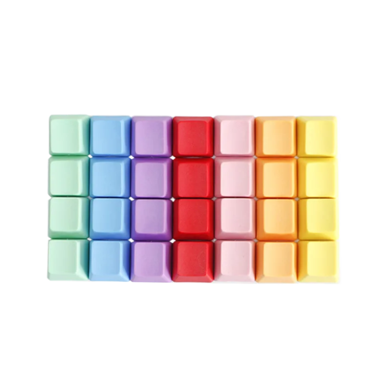 PBT Blank Keycaps, 1u Thick, Cherry MX, R1 R2 R3 R4, Custom Color