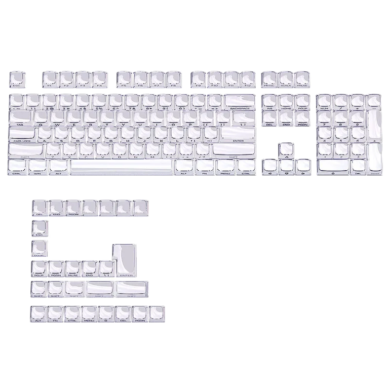 Jelly White MDA Profile Keycap Set - 130 Keys PC Transparent Magnetic Switch Keyboard