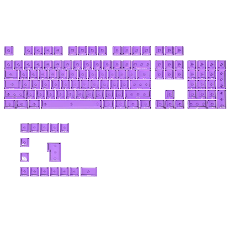 Purple Side-Printed Keycaps, 119 Keys PC Translucent Set
