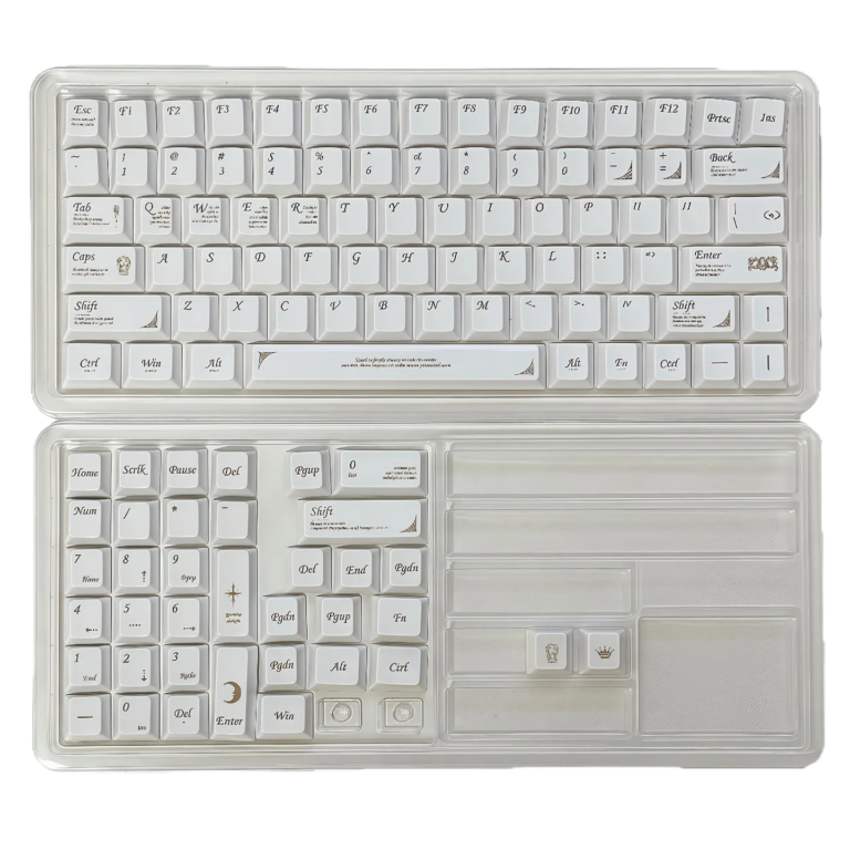 White Ceramic-Like Keycap Set, OEM Profile, PBT, DIY Mechanical Keyboard