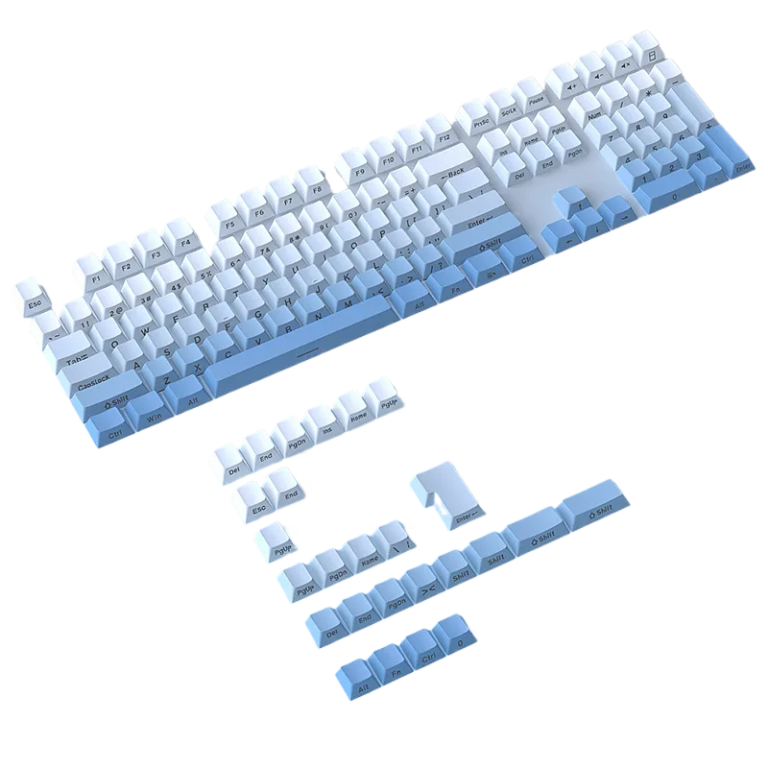 Sky Blue Gradient Side-Engraved Light Transmitting 134 Key PBT Doubleshot Keycap Set, OEM Profile
