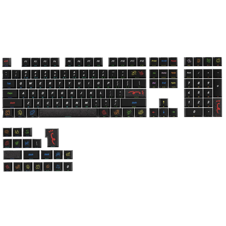 128 Keys Side Print Graffiti PBT Keycaps Set