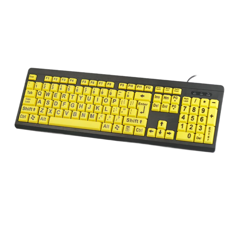 Wired Keyboard with Large Print Yellow Keys for Seniors