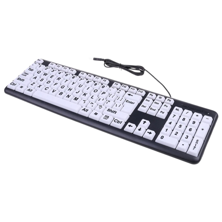 USB Wired Keyboard for Seniors, Large Print, Ergonomic Standard Keyboard