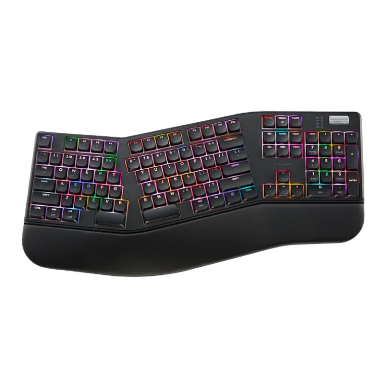 Ergonomic Split Mechanical Keyboard, Wireless Bluetooth Tri-Mode with Wrist Rest