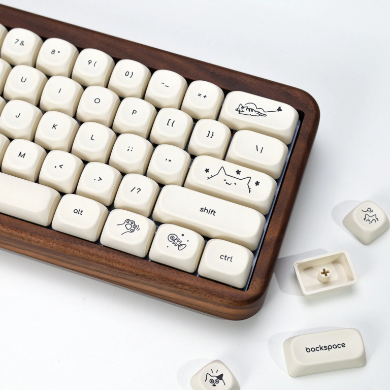 Milk White Kitty Keycaps by allwinOEM/ODM - PBT Mechanical Keyboard Replacement