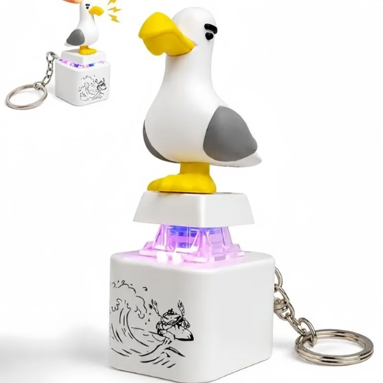 Electronic Keychain with Voice & Light - Stress Relief Duck Toy