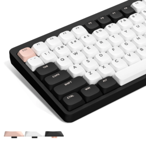 Low Profile Keycaps - Black White Pink Doubleshot for Mechanical Keyboard (143 Keys)